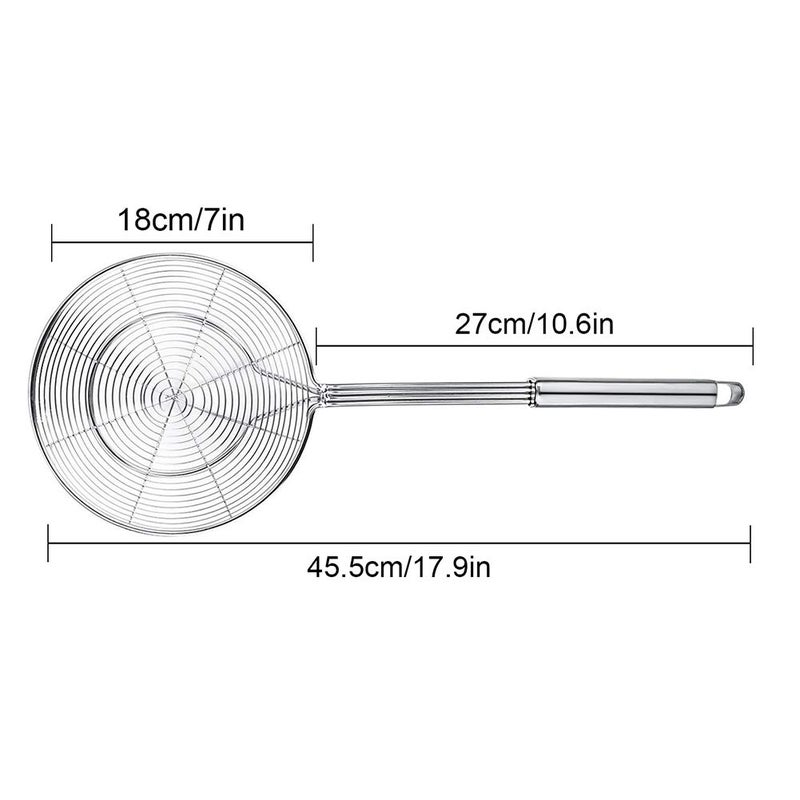 Swify Spider Strainer Skimmer, Swify Stainless Steel Asian Strainer Ladle Frying Spoon with Handle for Kitchen Deep Fryer, Pasta, Spaghetti, Noodle, 7 Inch - Image 5
